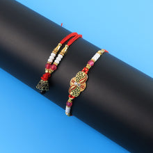 Elegant Bhabhi Lumba Rakhi With Butterfly Design Beaded Tassels  Pink Stone Work