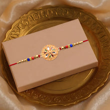 Elegant Meenakari Floral Rakhi With Colorful Beads  Golden Detailing