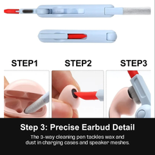 AirPods cleaning pen removing dust from charging case