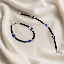 Adjustable Black Bead Evil Eye Protection Bracelet Set (2 Pc)