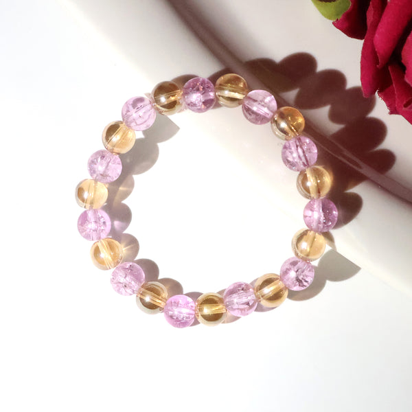 Elegant Dual-tone Crystal Beaded Stretch Bracelet (1 Pc)